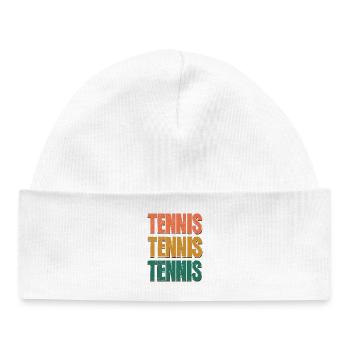 Tennis Three Color Gradient Letters - Baby Organic Beanie - white - Front