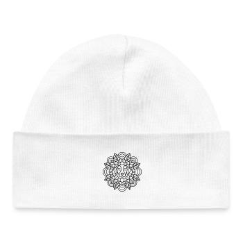Mandala pour chien à ornementation symétrique - Bonnet bébé bio - blanc - Devant