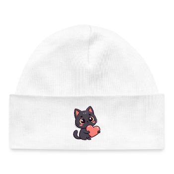 Black Cat Tender Heart - Baby Organic Beanie - white - Front