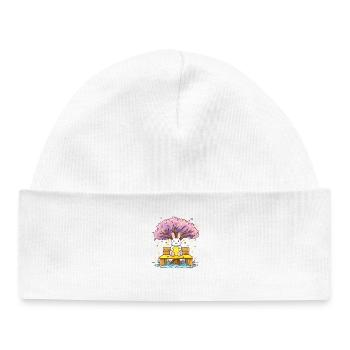 Rabbit with honey on the tree - Baby Organic Beanie - white - Front