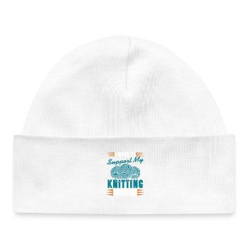 I Work to Support My Knitting Addiction Funny Yarn - Baby Organic Mütze - Weiß - Vorne