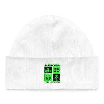 Niveau de cadeau d’anniversaire débloqué depuis 35 ans - Bonnet bébé bio - blanc - Devant