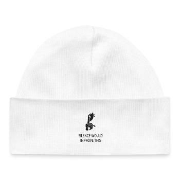 Silence Would Improve This – Sarcastic Shirt - Baby Organic Beanie - white - Front