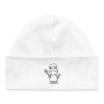Cute Cat in the Kitchen - Cat Chef Drawing - Baby Organic Beanie - white - Front