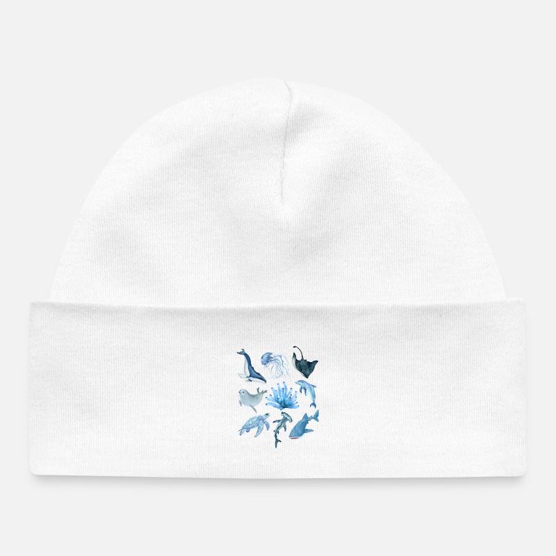 Animaux de l’océan - Bonnet bébé bio - blanc