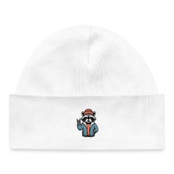 Rocker Raccoon - Baby Organic Beanie - white - Front
