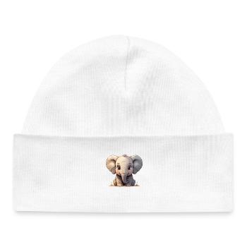 Dessin animé mignon bébé éléphant - Bonnet bébé bio - blanc - Devant