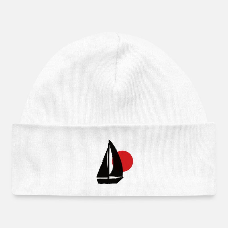 Bateau avant le coucher du soleil - Bonnet bébé bio - blanc