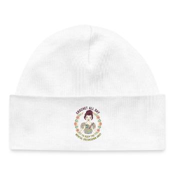Crochet Lover crochet toute la journée Effondrement mental - Bonnet bébé bio - blanc - Devant