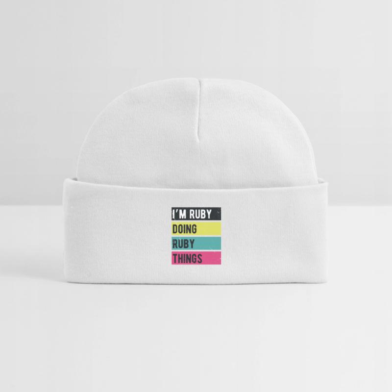 I’m Ruby Doing Ruby Things Retro Colors Baby Organic Beanie