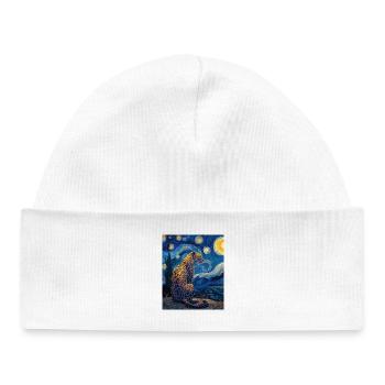 Léopard Van Gogh - Bonnet bébé bio - blanc - Devant