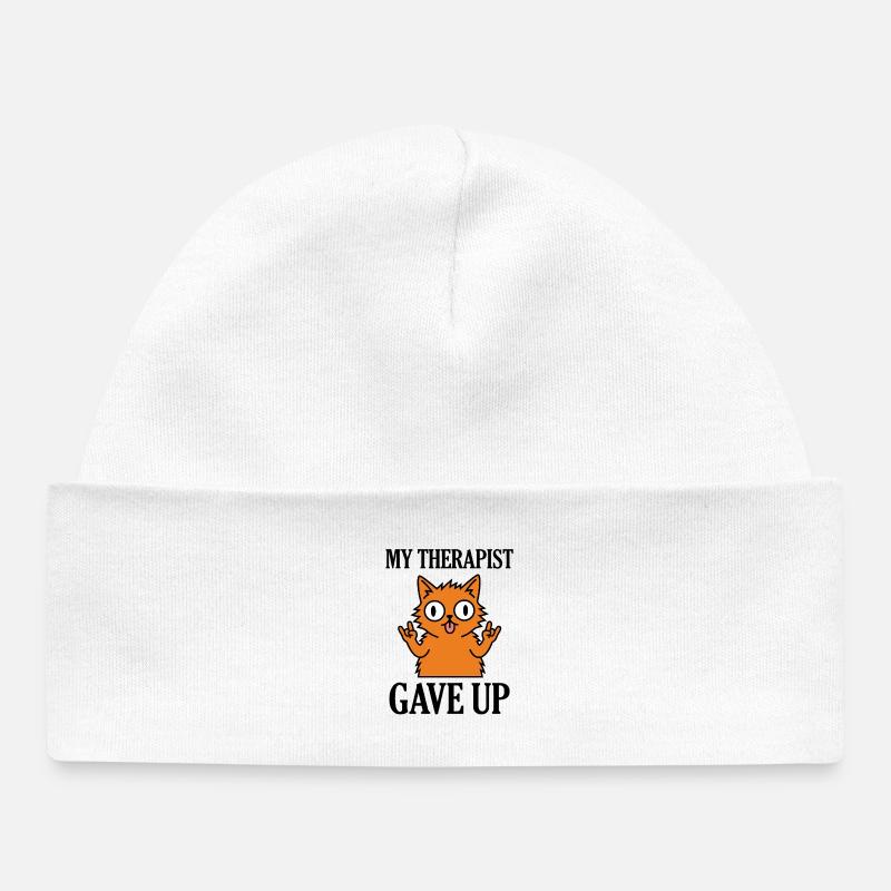 Mon thérapeute a abandonné le mème drôle de chat - Bonnet bébé bio - blanc