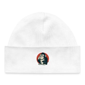 Pensive Monkey in Retro Style - Baby Organic Beanie - white - Front