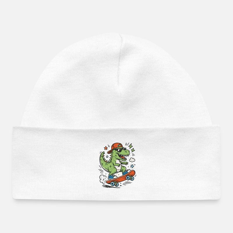 Crocodile sur un skateboard portant une casquette - Bonnet bébé bio - blanc