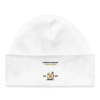 Golden Wedding Anniversary 2026 50th Wedding Anniversary Guestbook - Baby Organic Beanie - white - Front