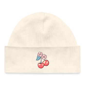 Kirschblüten Charme Illustration - Baby Organic Mütze - Weiß - Vorne