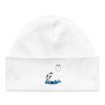 Penguin Jump Into The Water Pocket Design - Baby Organic Beanie - white - Front