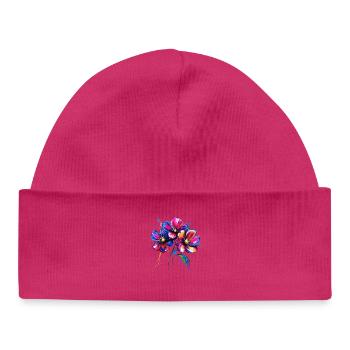 Colorful floral motif color explosion - Baby Organic Beanie - white - Front