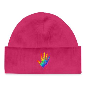 Colorful Handprint Watercolor Design - Baby Organic Beanie - white - Front
