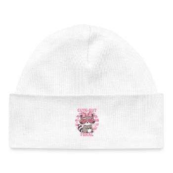 Mignon mais sauvage – Design de raton laveur mignon - Bonnet bébé bio - blanc - Devant