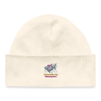 Dents de requin et pouvoir de licorne – Fort & Magiques - Bonnet bébé bio - blanc - Devant