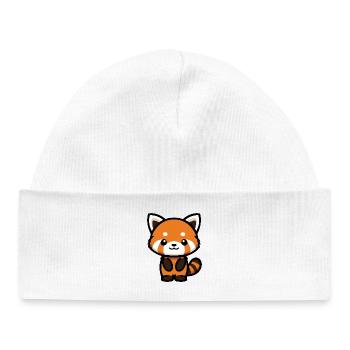 Panda roux - dessin mignon, animal doux - Bonnet bébé bio - blanc - Devant