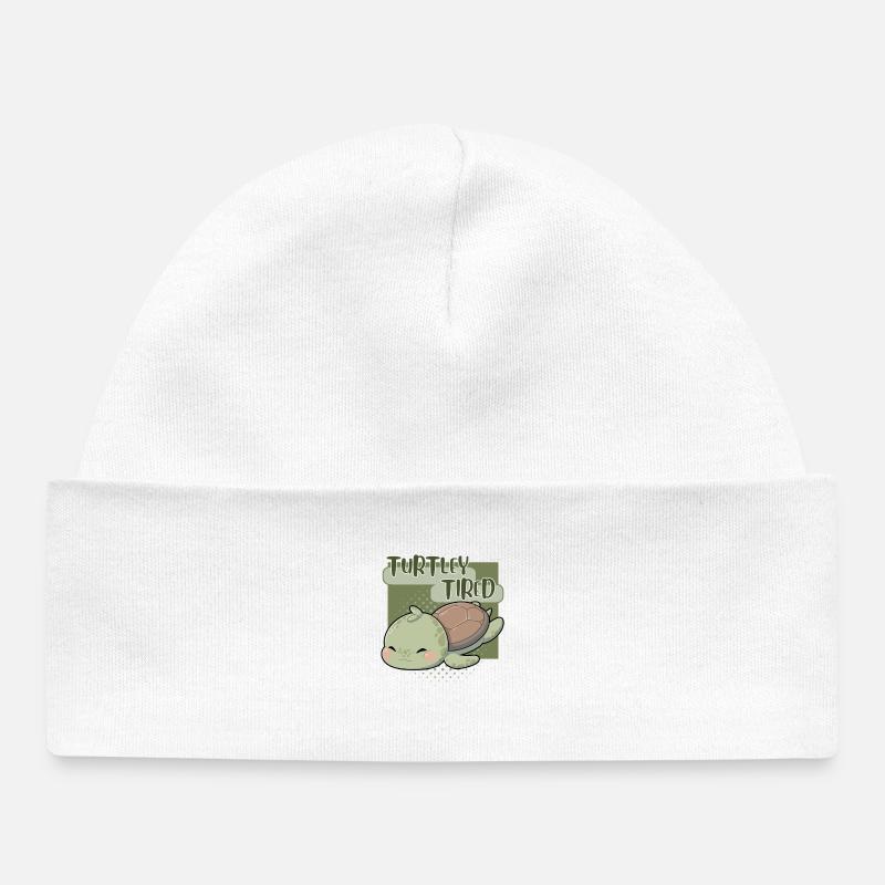 Tortue fatiguée – Müde Schildkröte - Bonnet bébé bio - blanc