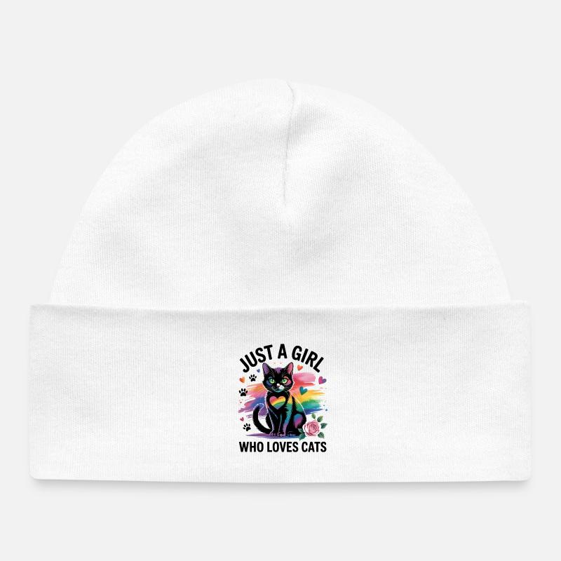Juste une fille qui aime les chats - Bonnet bébé bio - blanc