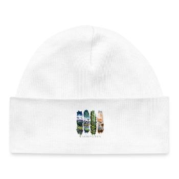 Washington Travel – Evergreen & Skyline Vibes - Baby Organic Beanie - white - Front