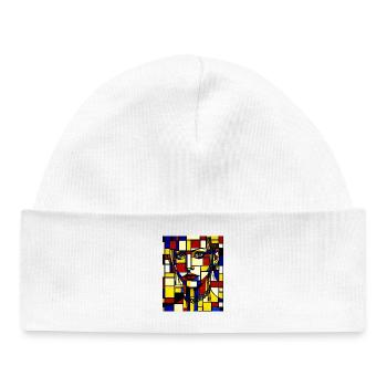 Stained glass portrait mosaic - Baby Organic Beanie - white - Front