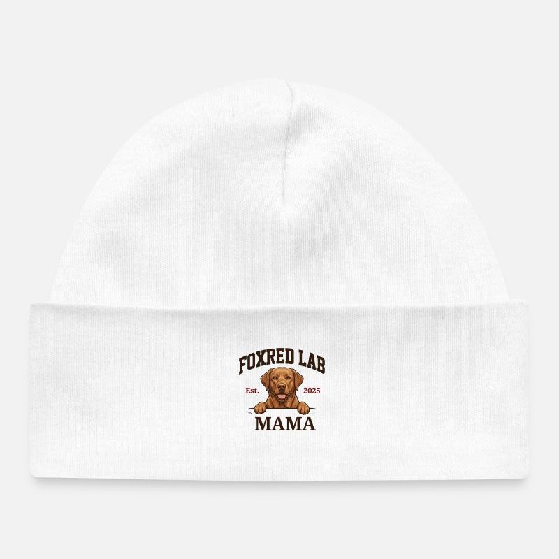 Foxred Lab Mama Est. 2025 – Hunde Mama Design - Baby Organic Mütze - Weiß