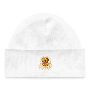 Life is Golden: Golden Retriever - Baby Organic Beanie - white - Front