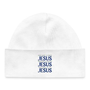 POUVOIR DE JÉSUS GUÉRIR LA VIE - Bonnet bébé bio - blanc - Devant