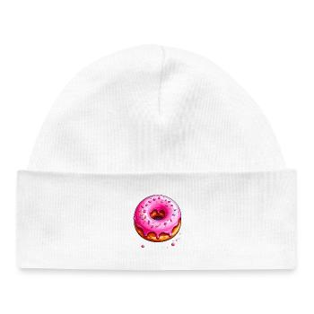 Donut with pink frosting - Baby Organic Beanie - white - Front