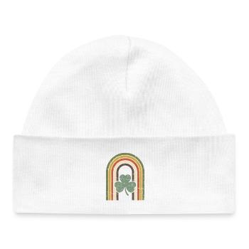 Vintage Rainbow with Shamrock St' Patricksday - Baby Organic Beanie - white - Front