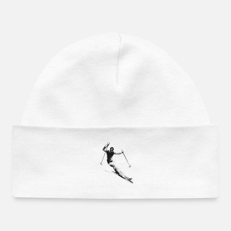 Rétro Skier - Bonnet bébé bio - blanc