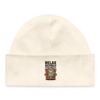 Raccoon Relaxing: Nothing Is Under Control - Baby Organic Beanie - white - Front