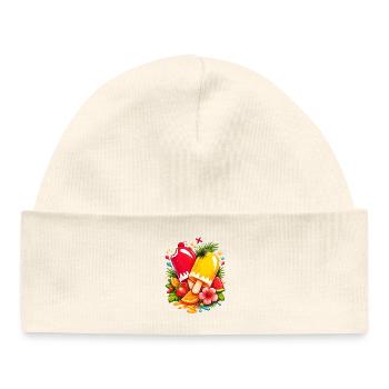 Glace tropicale avec illustration de fruits - Bonnet bébé bio - blanc - Devant