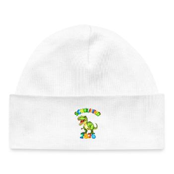 T-Rex - School Child 2026 - Colorful Dino Font - Baby Organic Beanie - white - Front