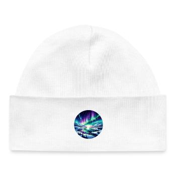 Nordlichtlandschaft am Eisfluss - Baby Organic Beanie - white - Front