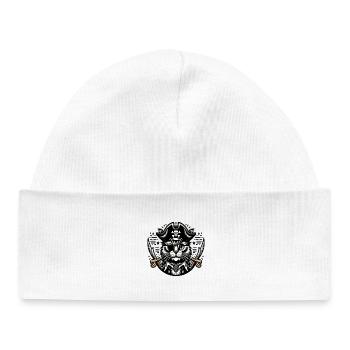 Cat Pirate: Pirate Cat with Eye Patch - Baby Organic Beanie - white - Front