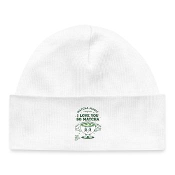 Matcha Magic Je t’aime donc Matcha Thé Vert - Bonnet bébé bio - blanc - Devant
