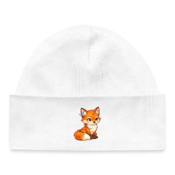Flotter Fuchs mit Schmetterling - Baby Organic Mütze - Weiß - Vorne