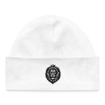 Lion, Lion's Head, Strong, Wild, Proud, Royal - Baby Organic Beanie - white - Front