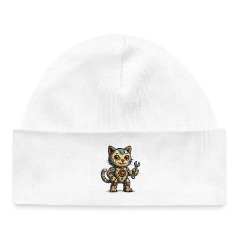 Héros mécanicien steampunk chat - Bonnet bébé bio - blanc - Devant