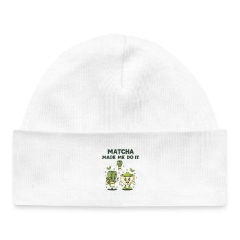 Le matcha m’a fait le faire thé vert Matcha Latte Lover - Bonnet bébé bio - blanc - Devant