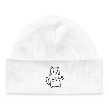 Doigt d’honneur du chat - Bonnet bébé bio - blanc - Devant