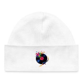 Platine Vinyle colorée pop - Bonnet bébé bio - blanc - Devant