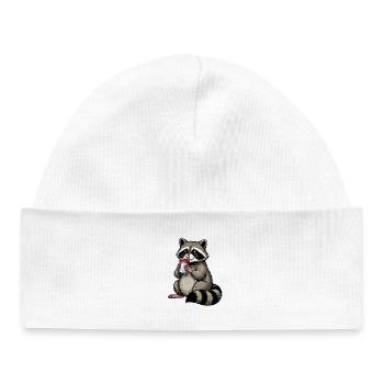 Cute Raccoon Feralcore Cartoon Shirt - Baby Organic Beanie - white - Front