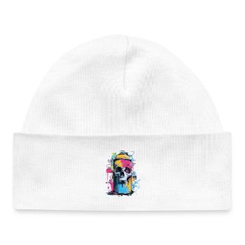 Skull Graffiti Spray Can - Baby Organic Beanie - white - Front